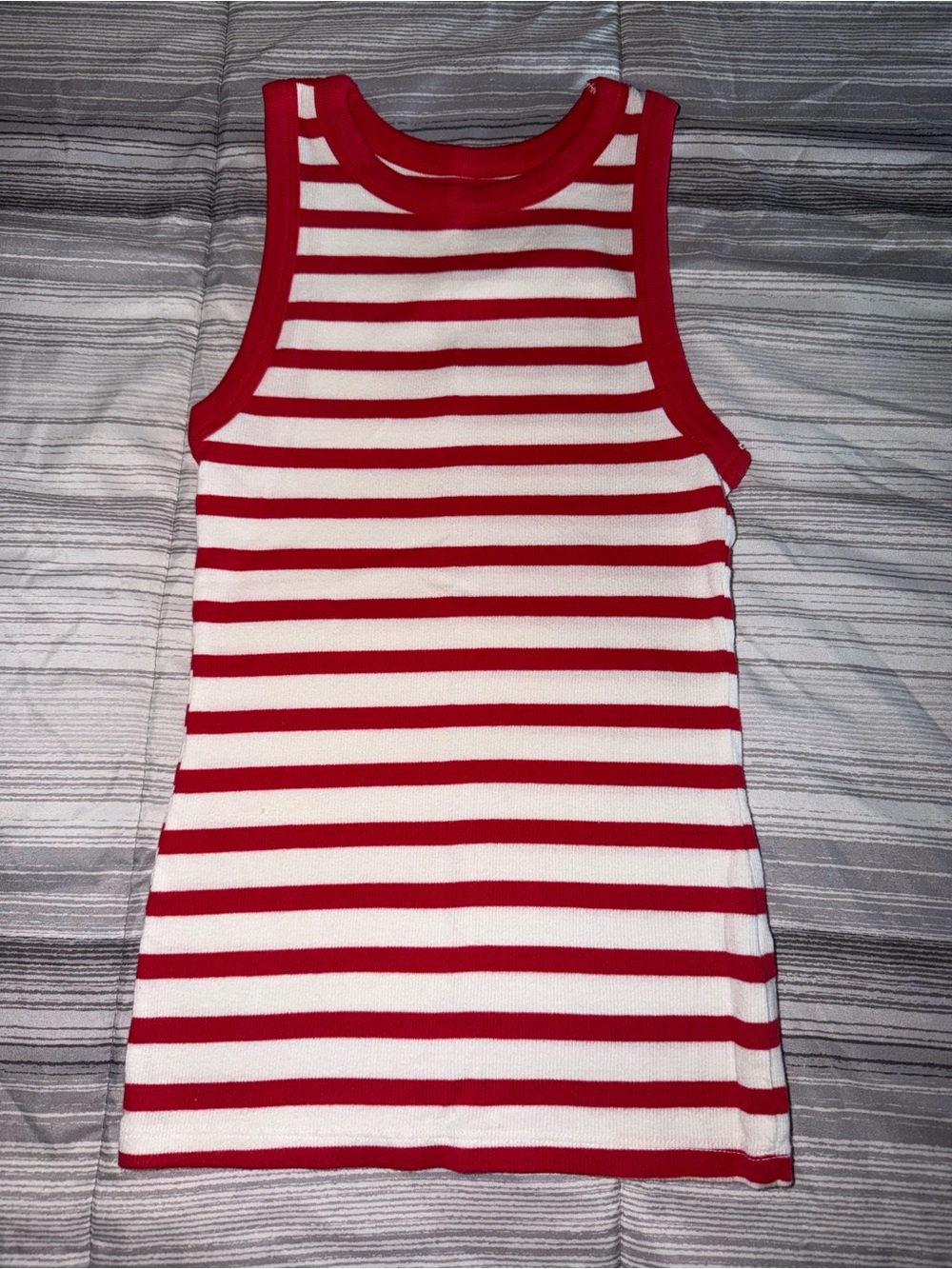 a new day Red & White Striped Ribbed Tank Top